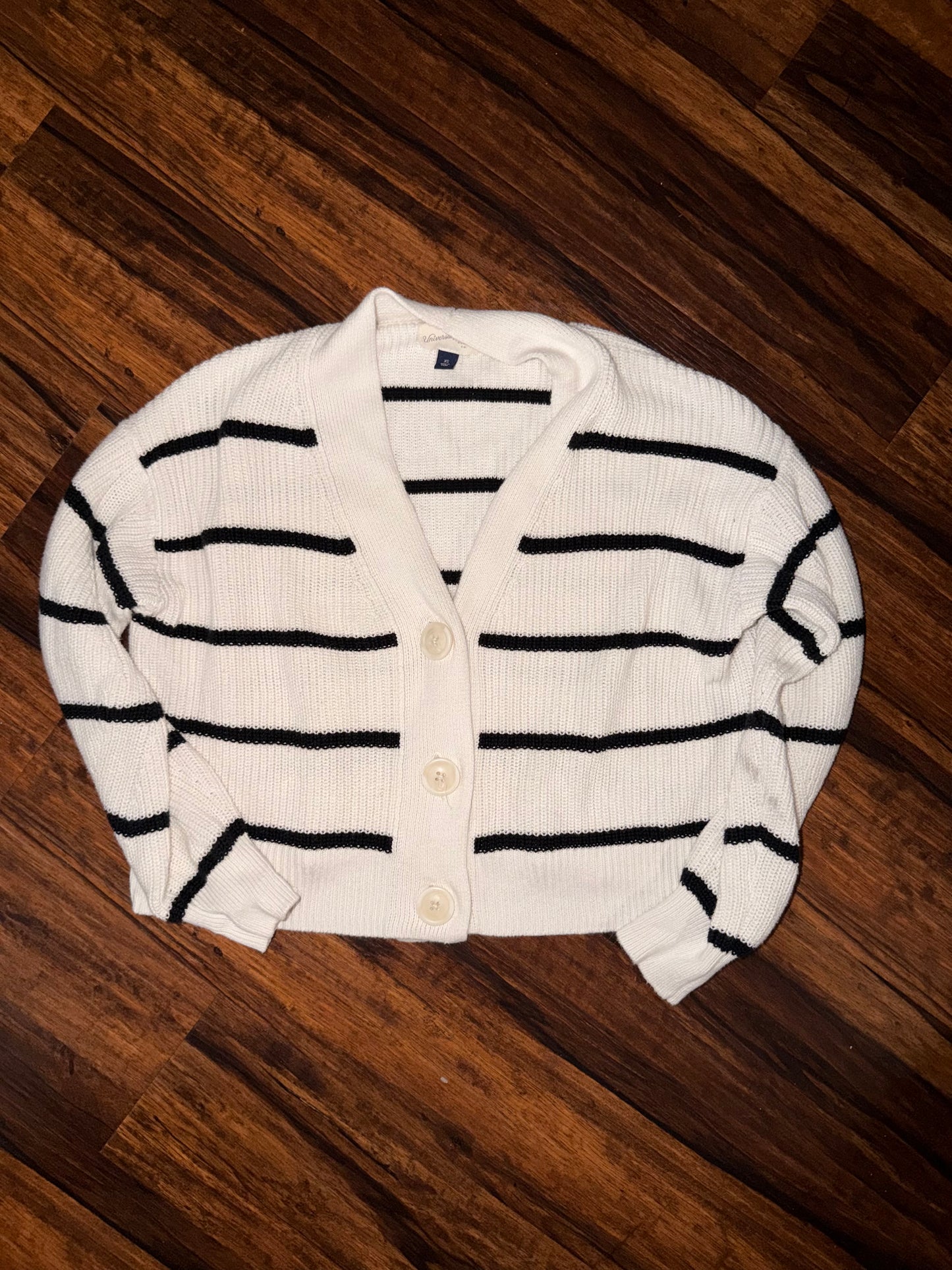 XS/S Universal Thread White Black Striped Oversized Cardigan