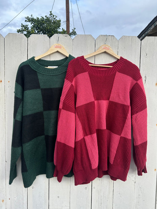 3x Pink Checkered Sweater