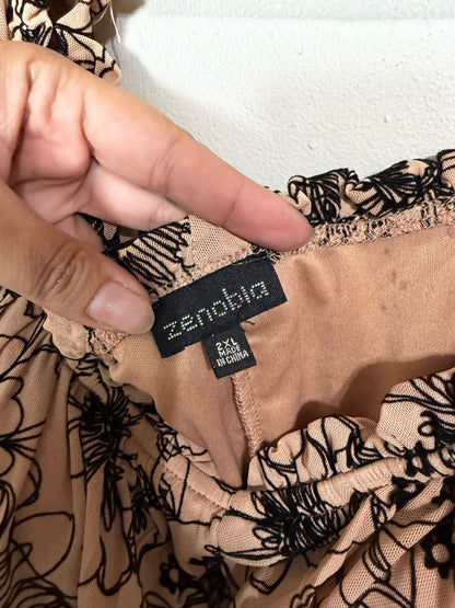 2x Nude Black Lace Floral Look Blouse