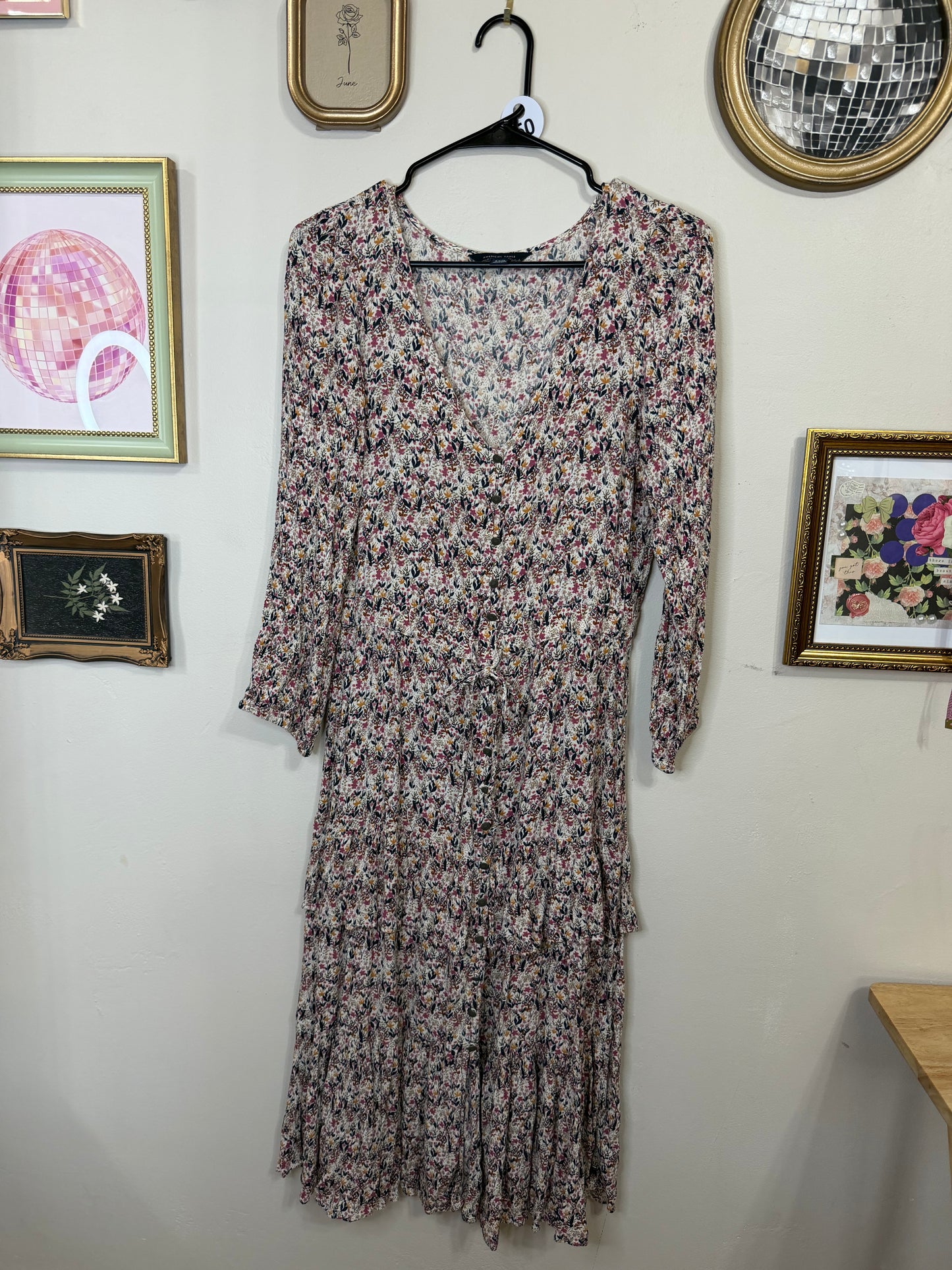 Small Floral Tiered Midi Dress