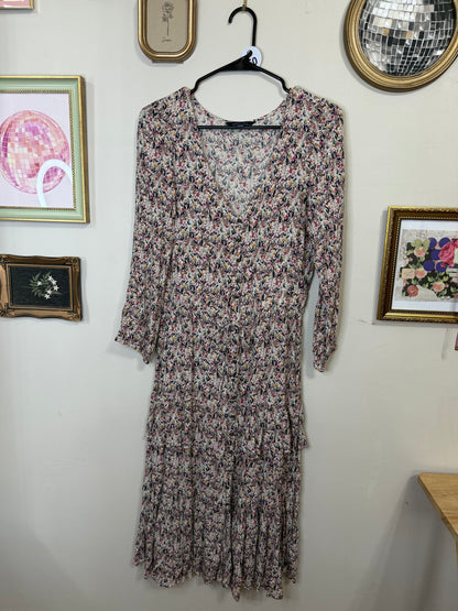 Small Floral Tiered Midi Dress