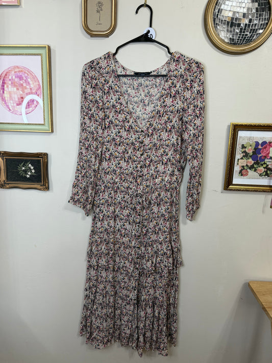 Small Floral Tiered Midi Dress