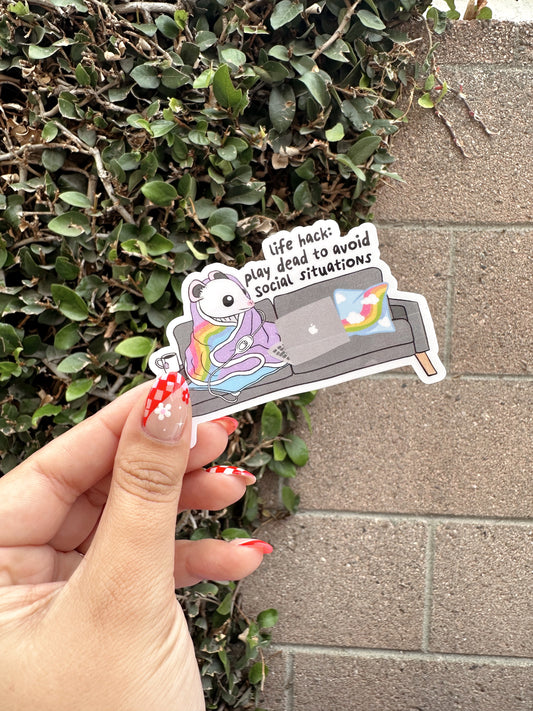 Life Hack Play Dead Sticker
