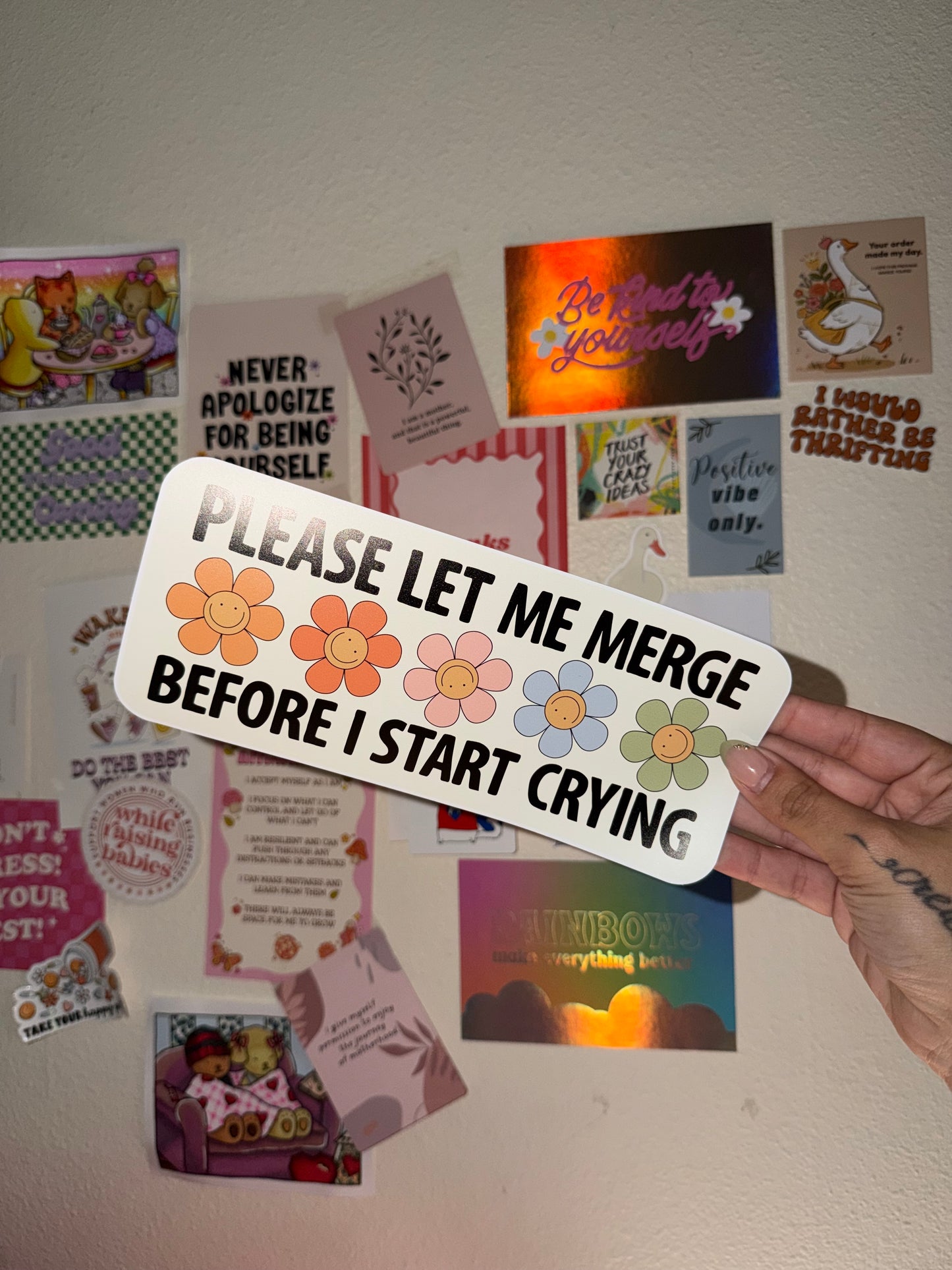 Pls Let Me Merge Before I Start Crying Bumper Sticker