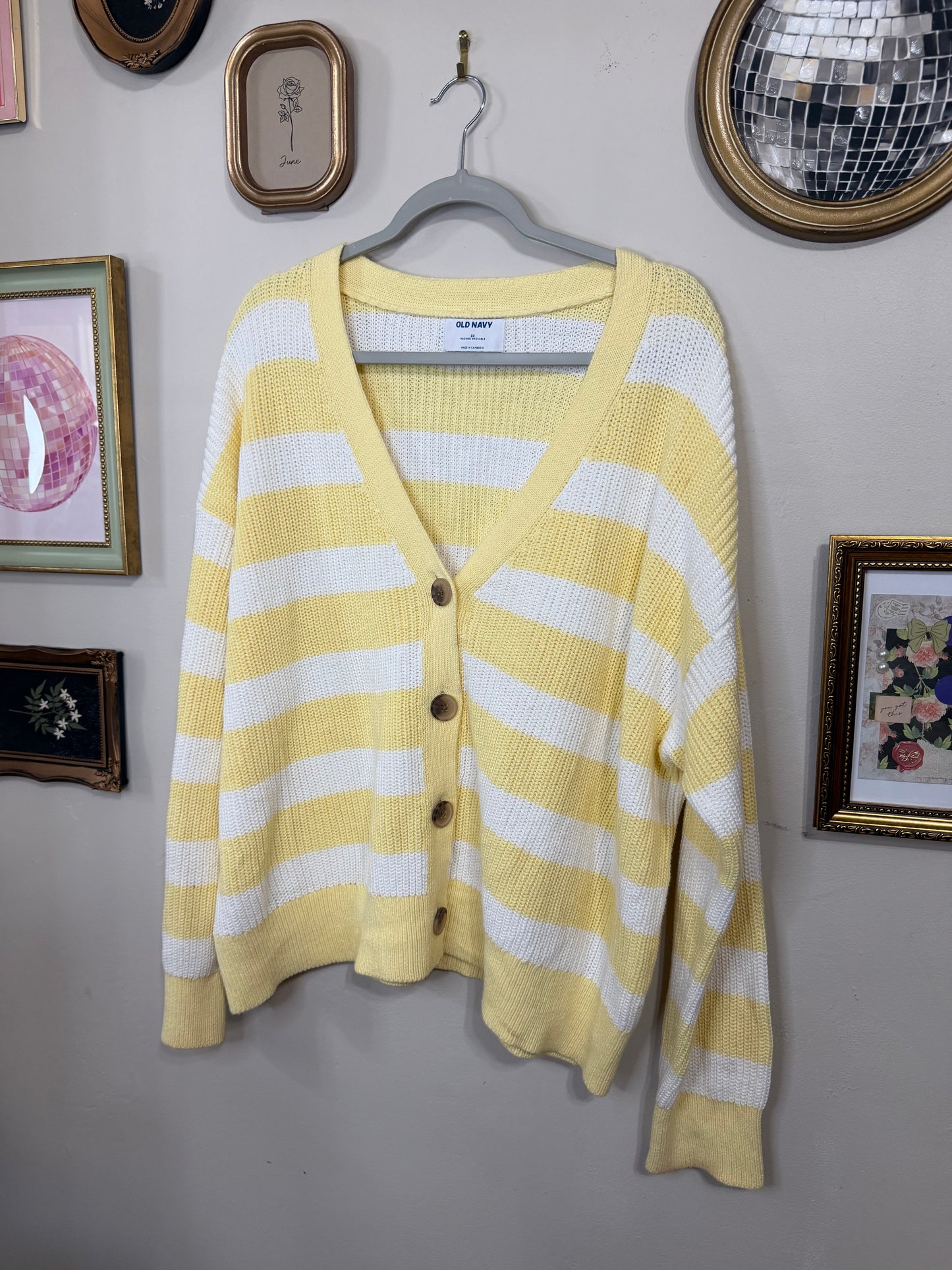 2x Butter Yellow Striped Cardigan