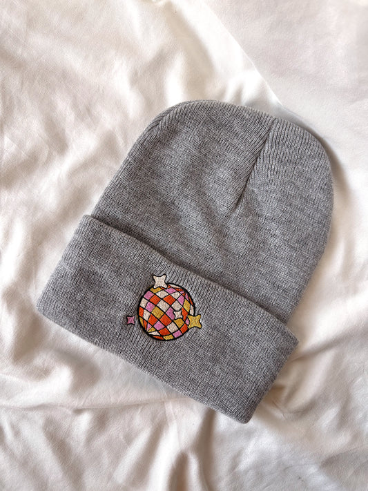 Disco Ball Embroidered Beanie