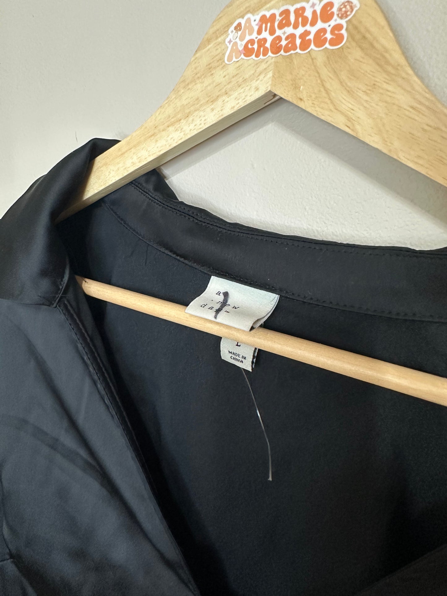 Large Black Silk Tie Top