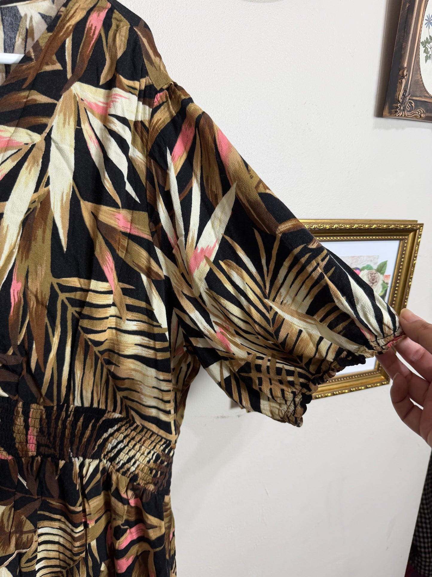 XXL Monstera Black Maxi Dress