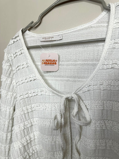 Large Ruffle Long Sleeve Tie Top