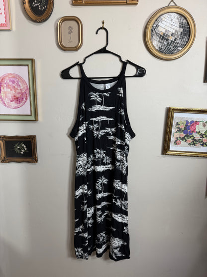 XXL Black White Palm Tree Dress