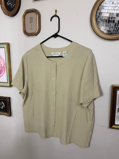Medium Khaki Green Button Up Top
