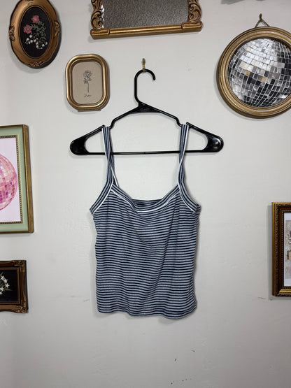 Medium Blue White Striped Tank Top