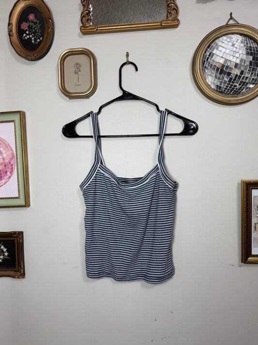Medium Blue White Striped Tank Top