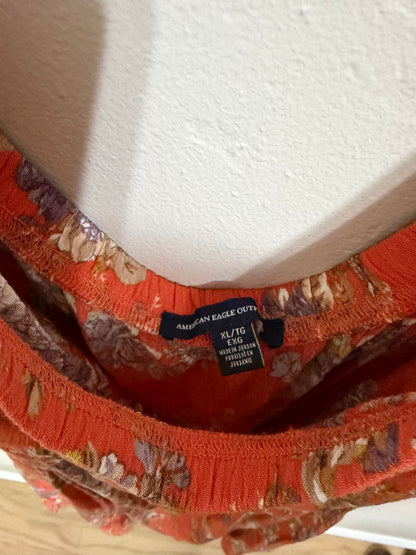 XL Orange Floral Off Shoulder Dress