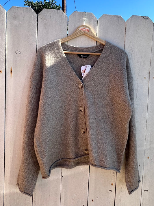 NWT M/L Taupe Cardigan / Top