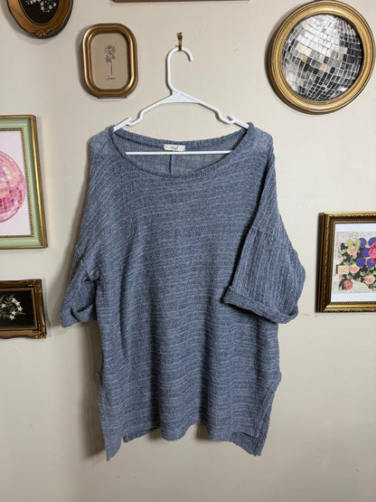 Large Blue Knit Oversized Top