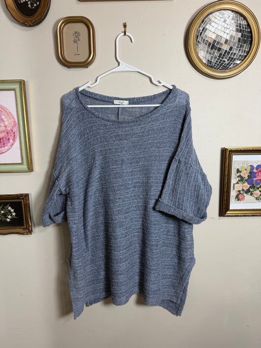 Large Blue Knit Oversized Top