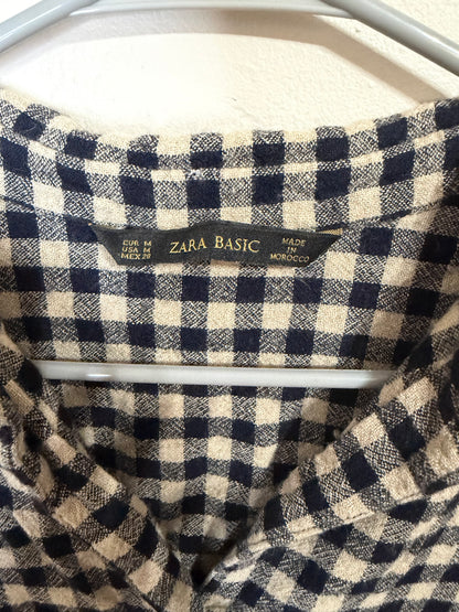 Medium Blue Tan Checkered Top/Tunic