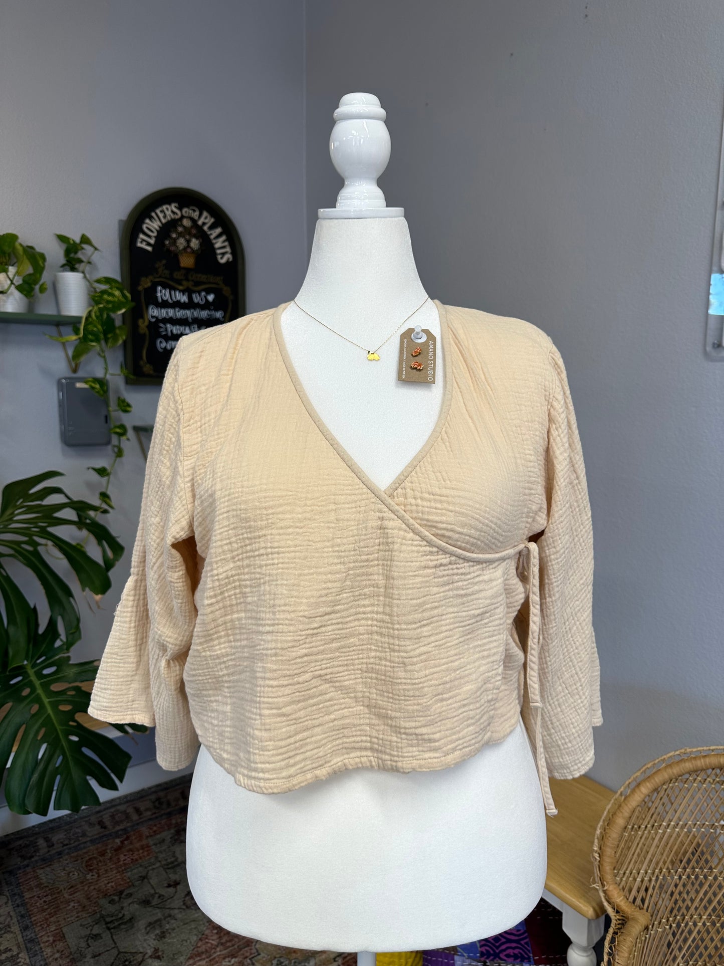 Large Cream Tie Top