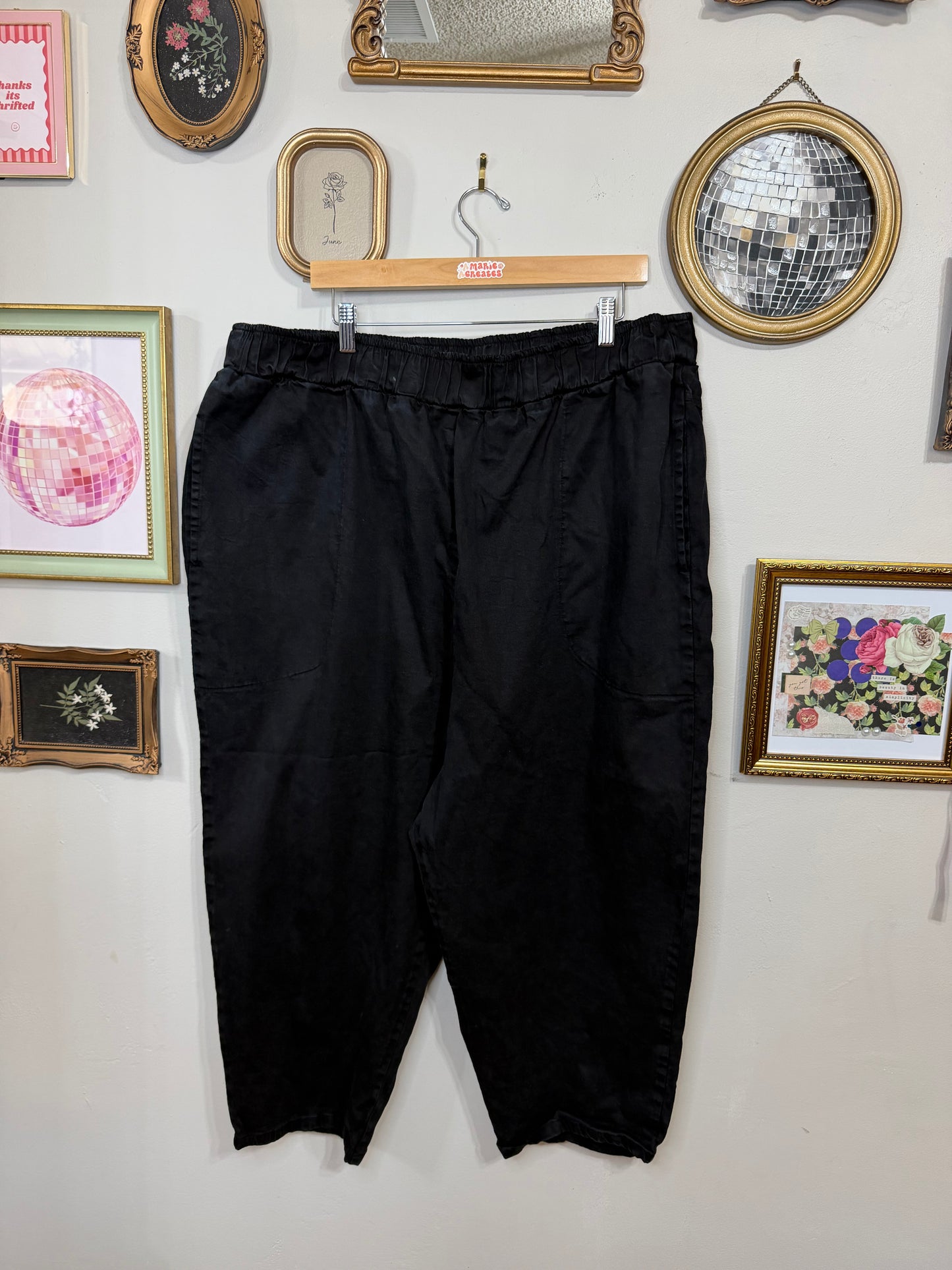 3x Black Dropcrotch Wide Leg Pants