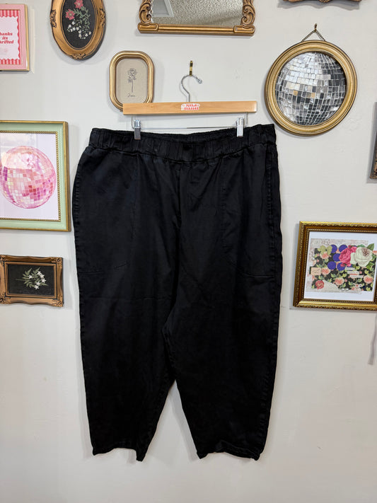 3x Black Dropcrotch Wide Leg Pants