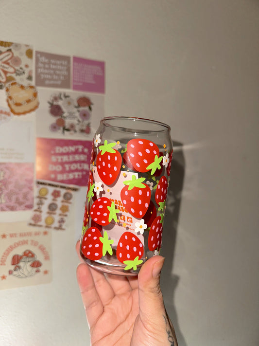 Strawberries Glass Cup