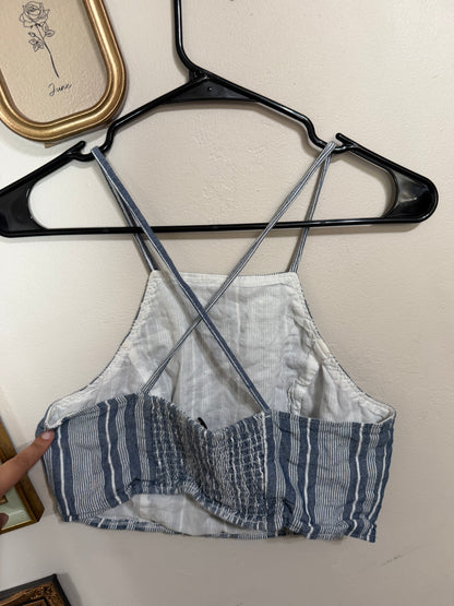 Medium Blue White Striped Tank Top