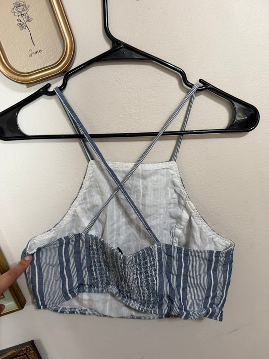Medium Blue White Striped Tank Top