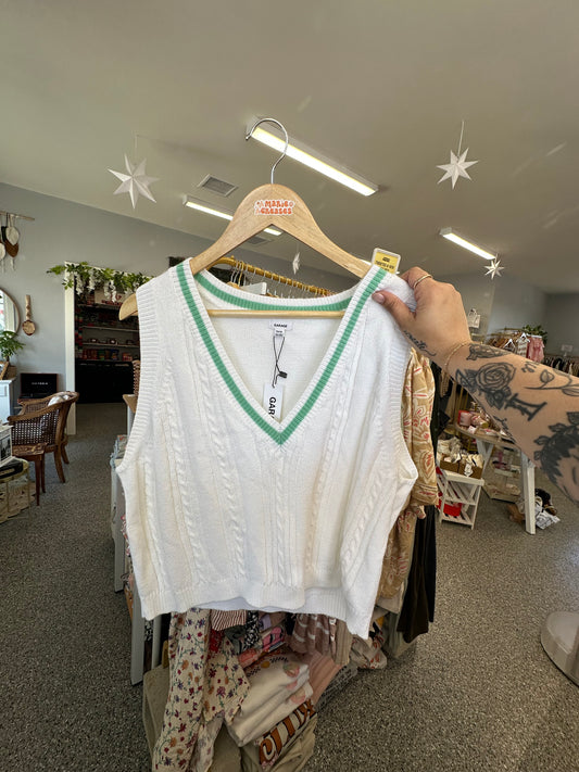 NWT XL Green/White Vest Tank Top
