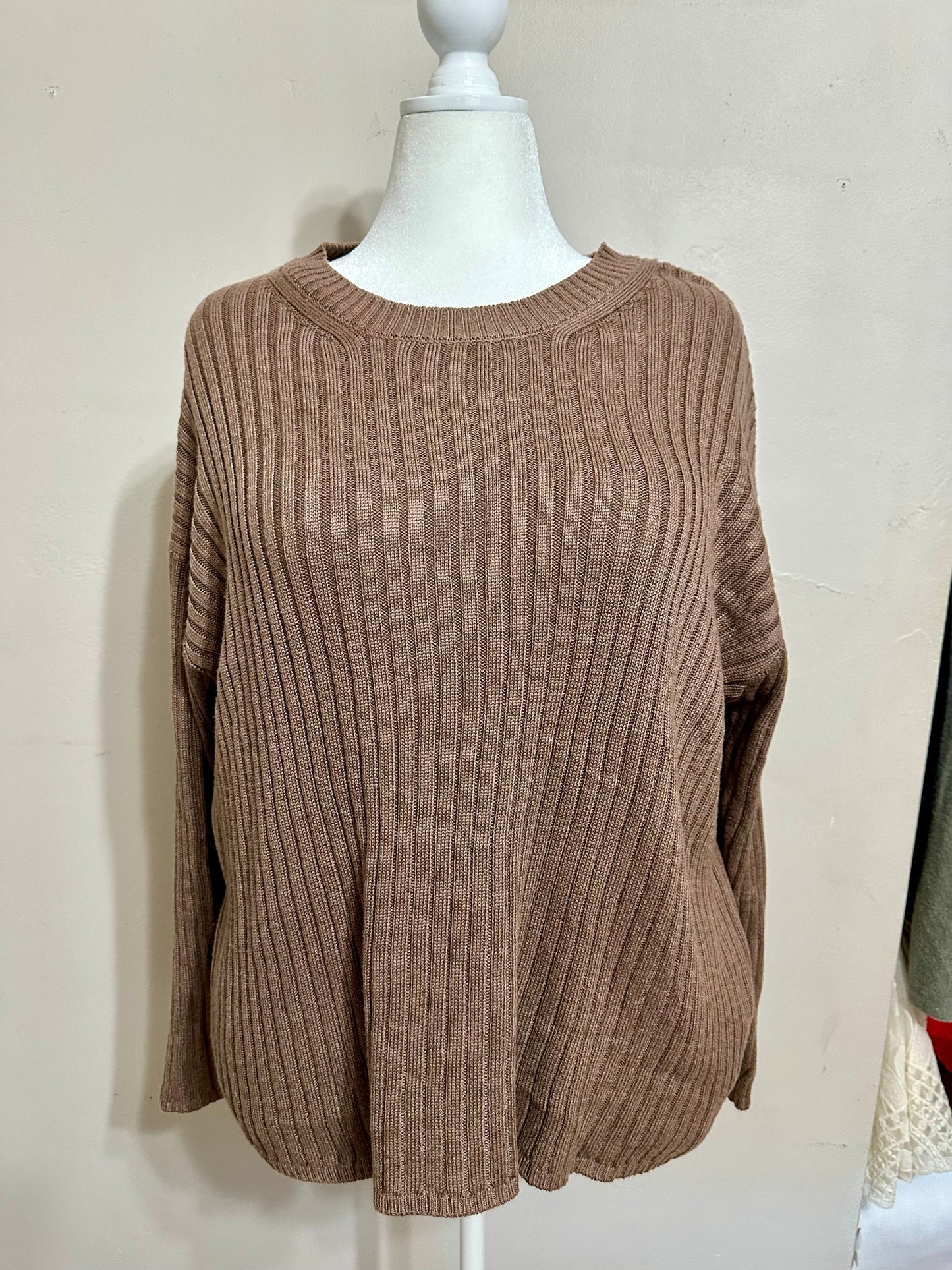 XXL Brown Ribbed Sweater