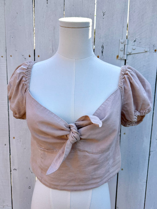 Large Tan Tie Crop Top