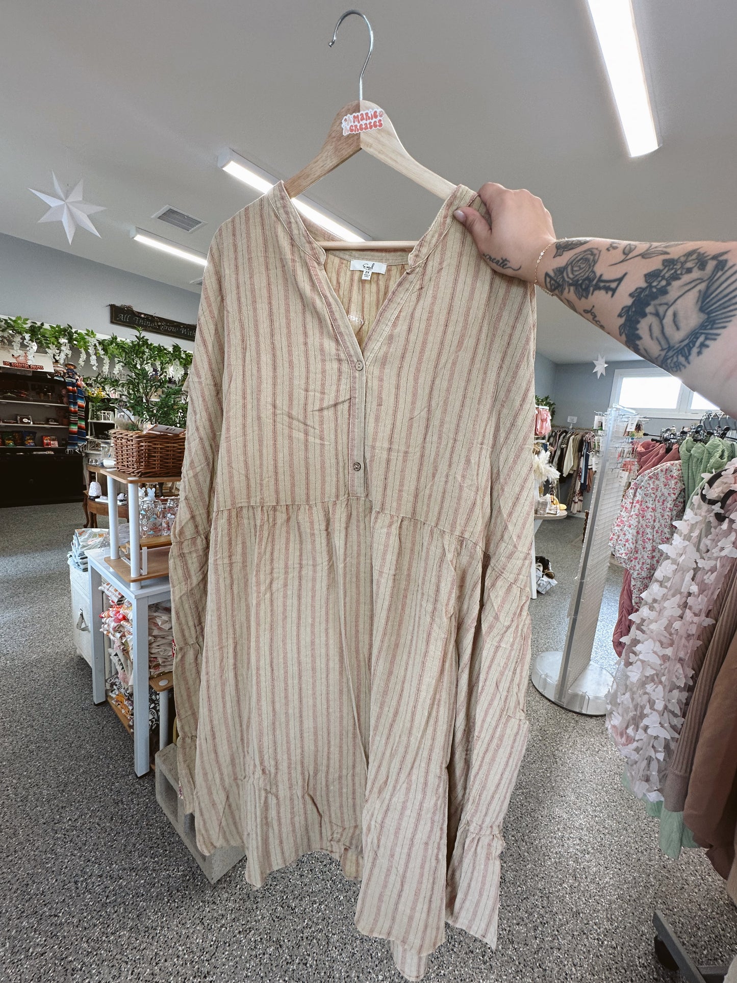 Stripe Linen Babydoll Tunic Dress