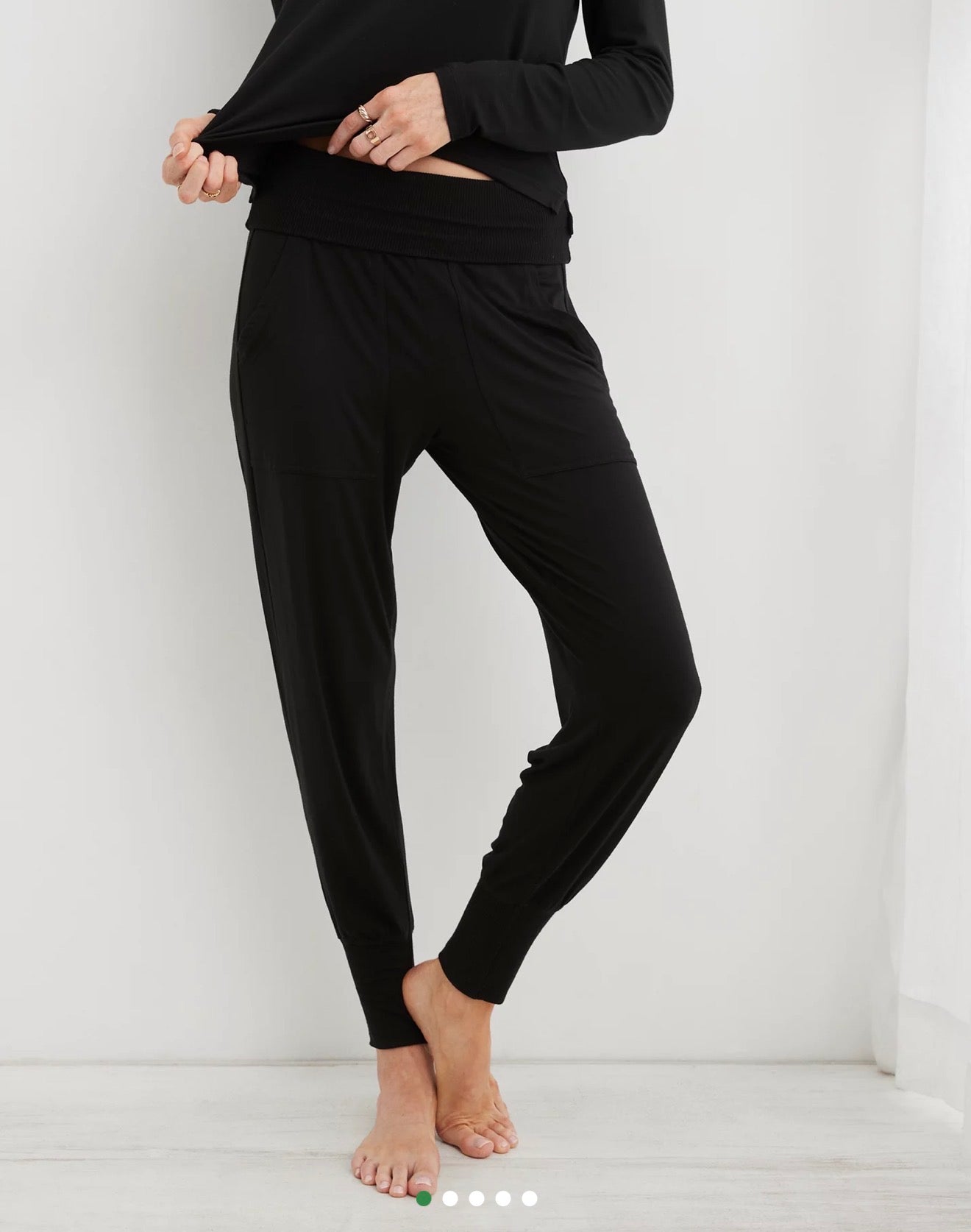 XS Black Real Soft Fold Over Joggers