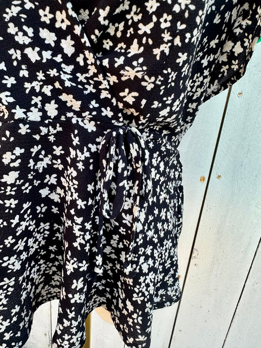 Large Floral Black Top