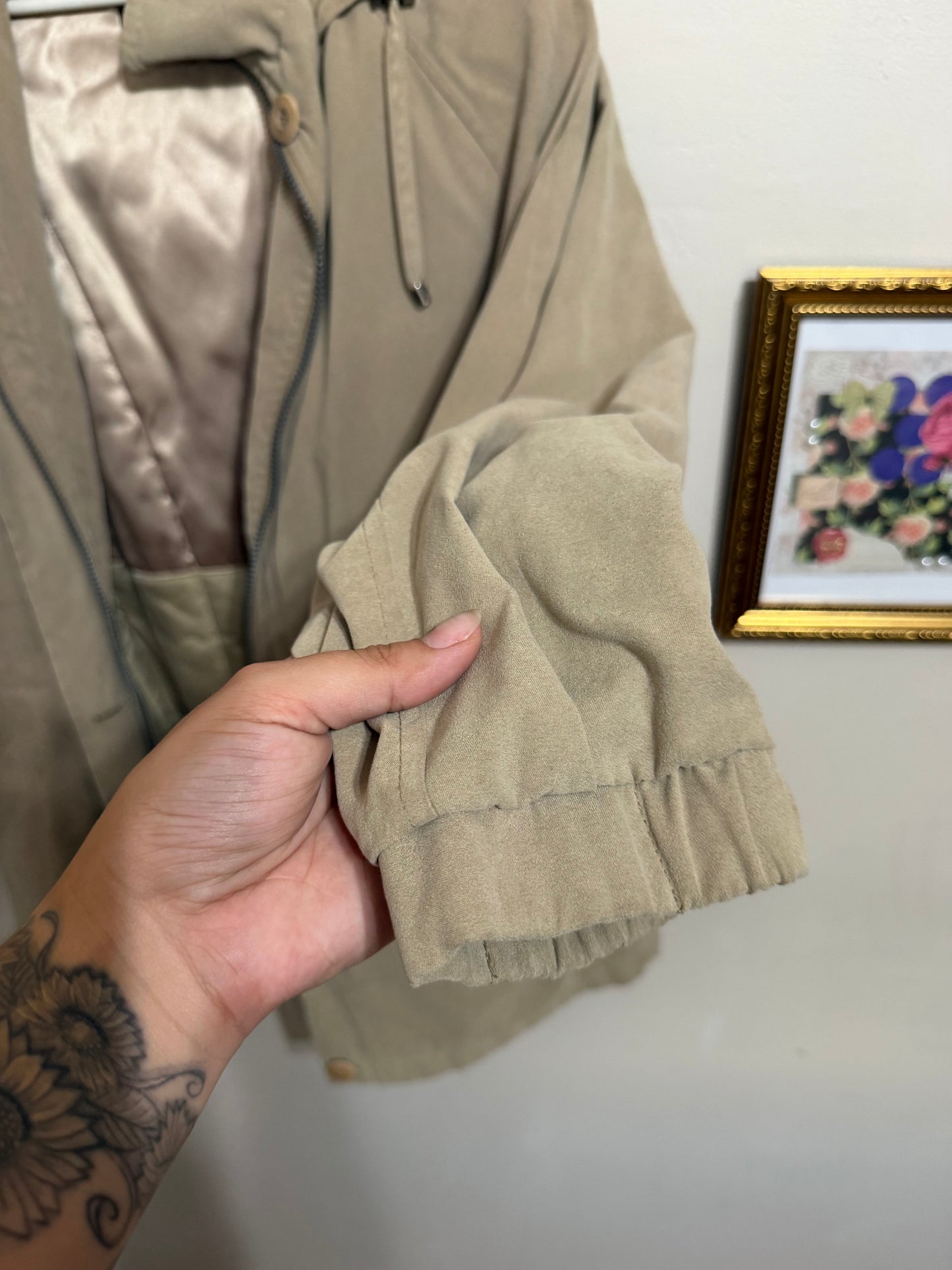 Small Vintage Microfiber Tan Utility Jacket