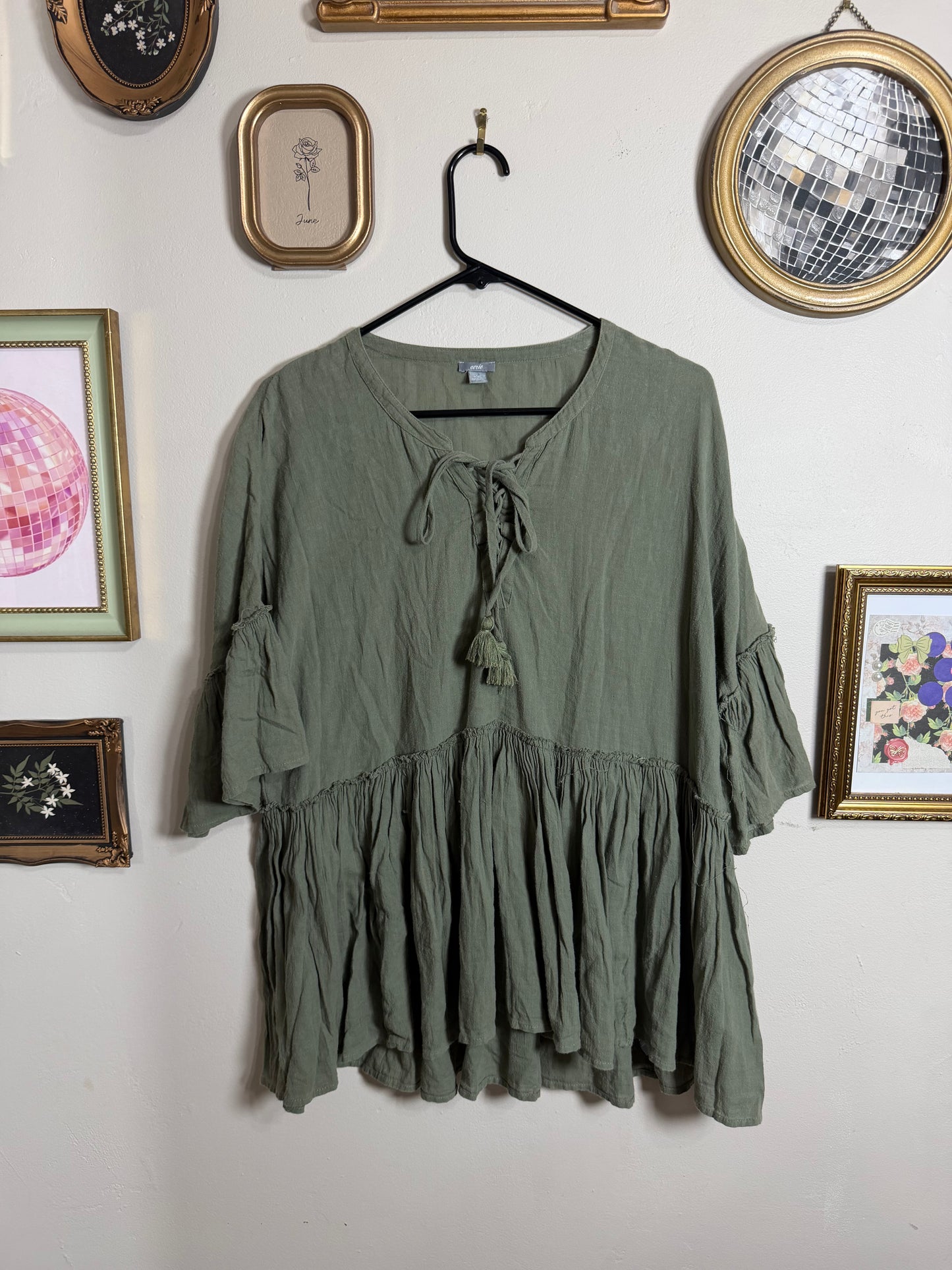 XS (up to M) Green Oversized Peplum Top