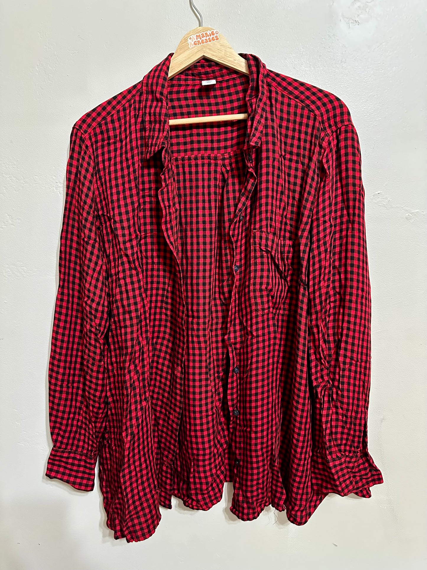 XXL Red/Black Gingham Button Shirt