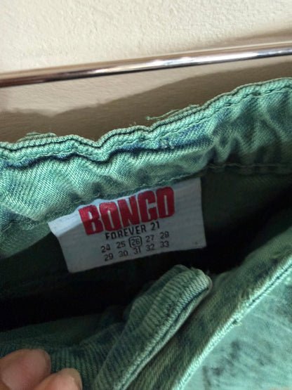 Size 26 Vintage Style High Waisted Green Tapered Jeans