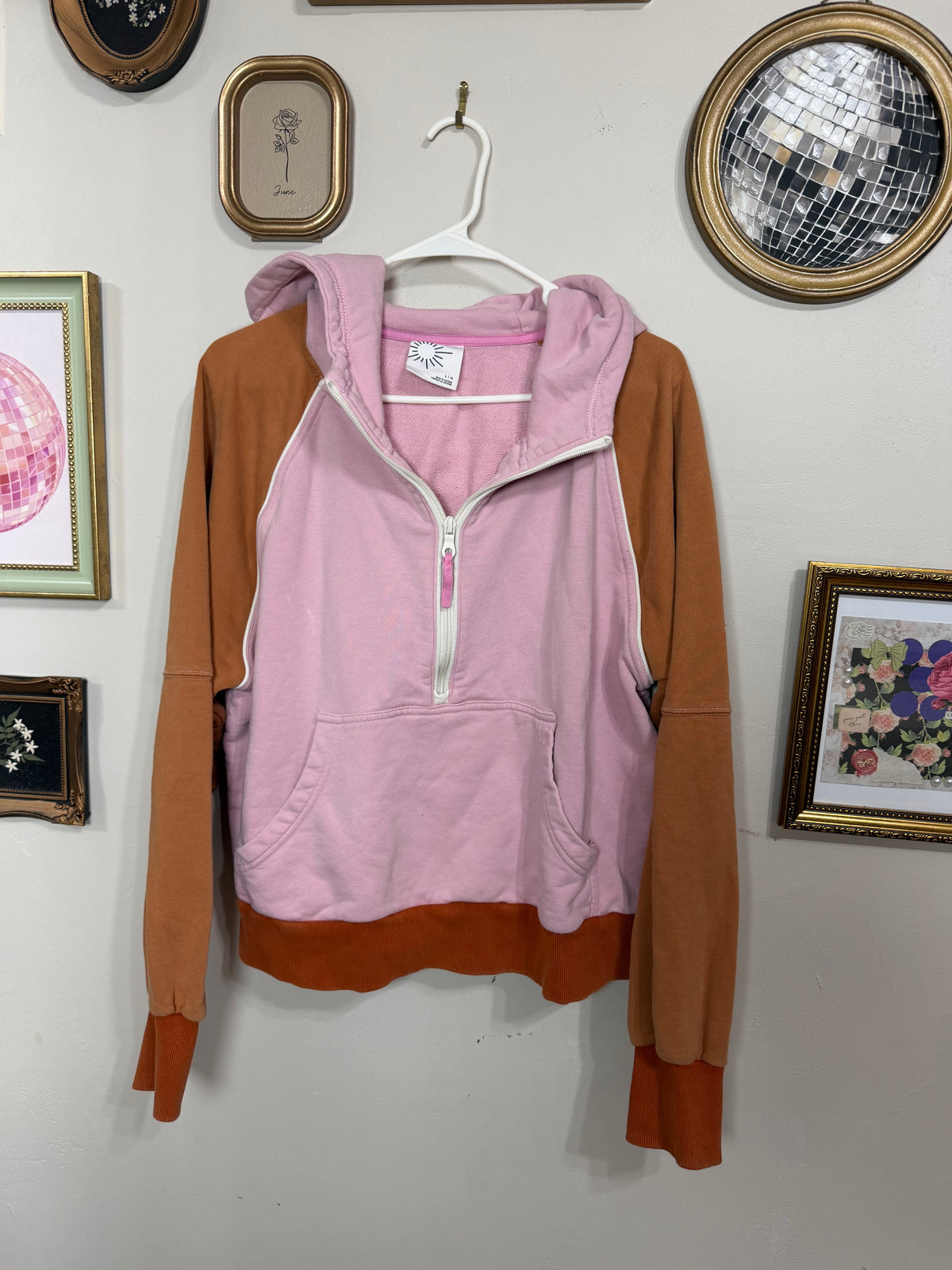 Large Quarter Zip Color Block Sweater