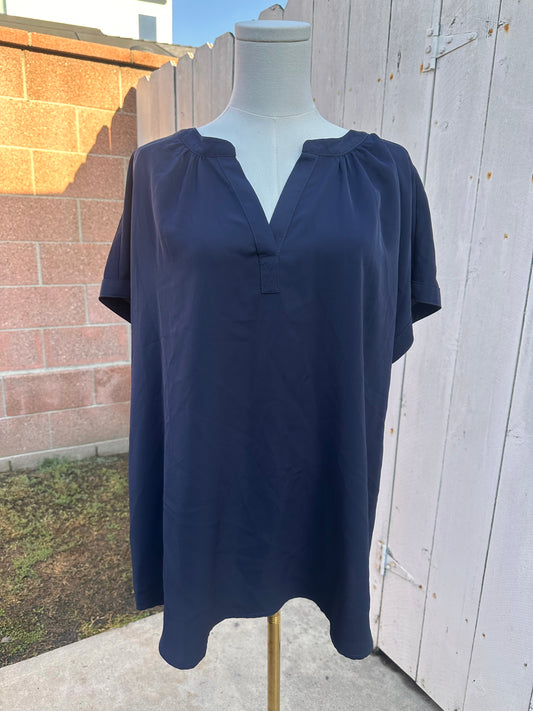 NWT XL VNeck Blue Blouse