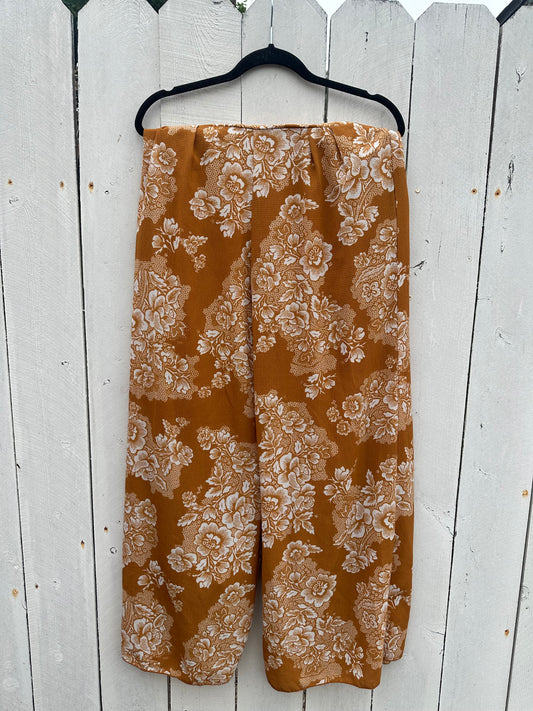 Large Mustard Floral Pants