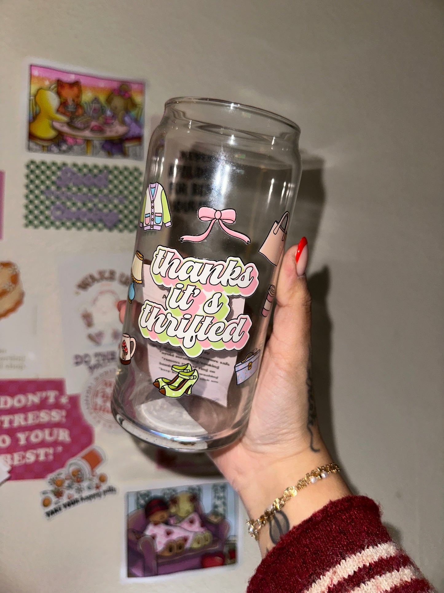 Thanks Its Thrifted 20oz Glass Cup