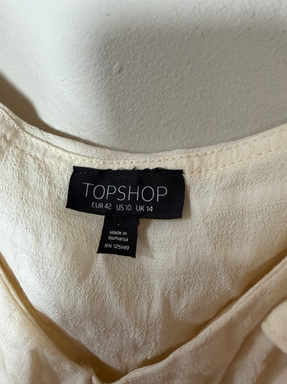 US 4 Cream White Thin Strap Tank w/ Rouching