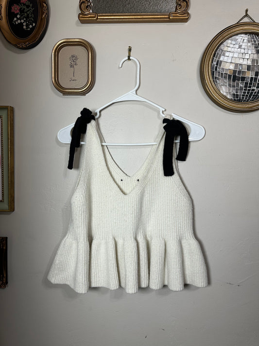 Small Cream Tie Tank Top