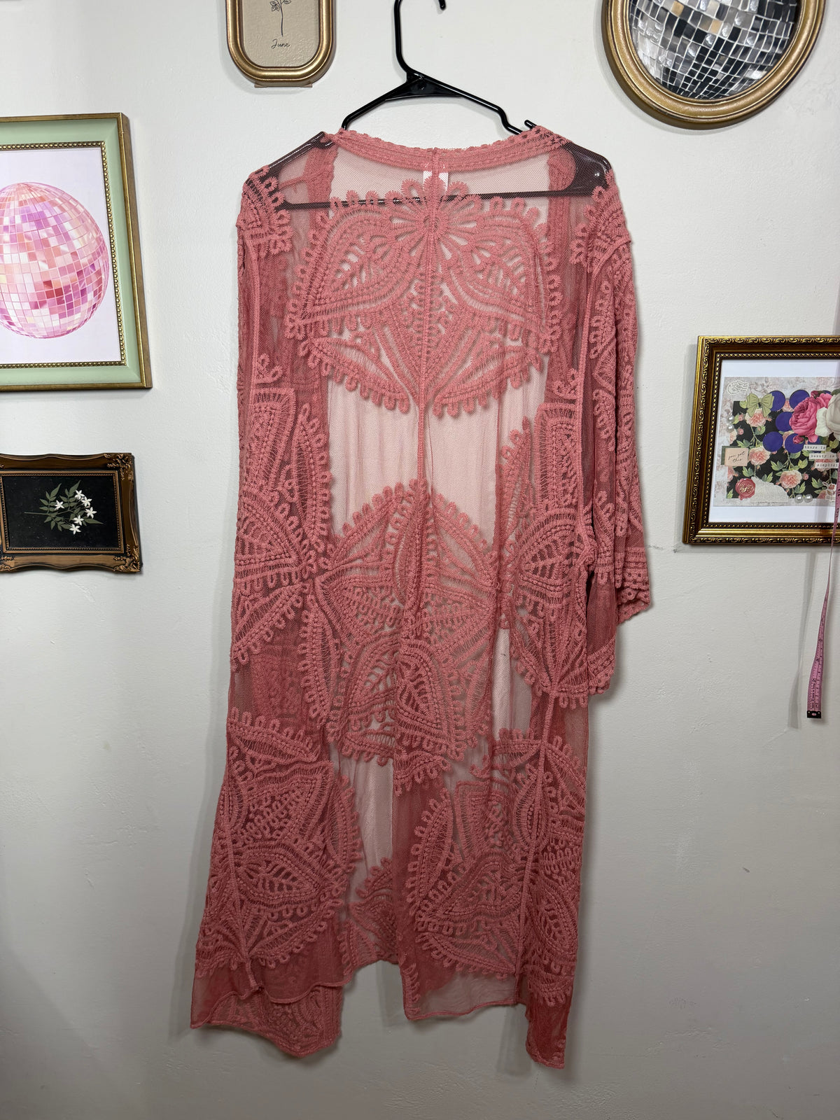 XXL/XXXL Mauve Pink Lace Boho Kimono
