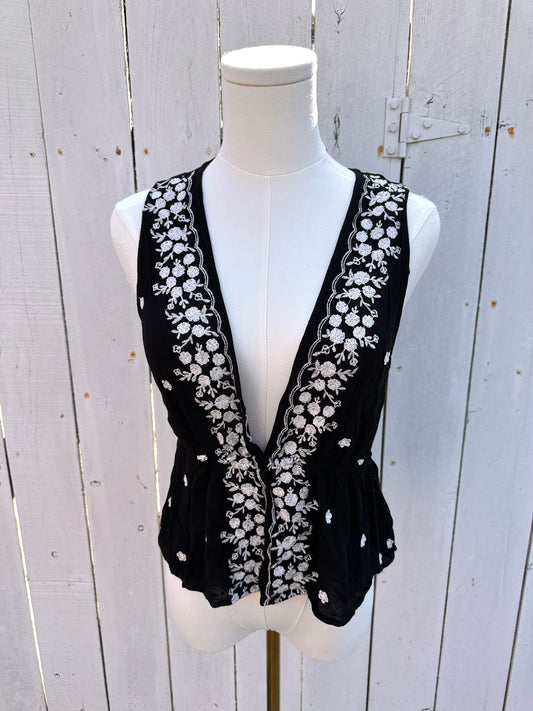 Large Floral Black Tank Top