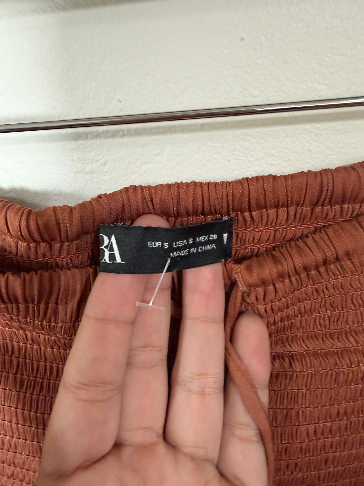 Small Warm Brown Maxi Skirt w/ Smocked Waist