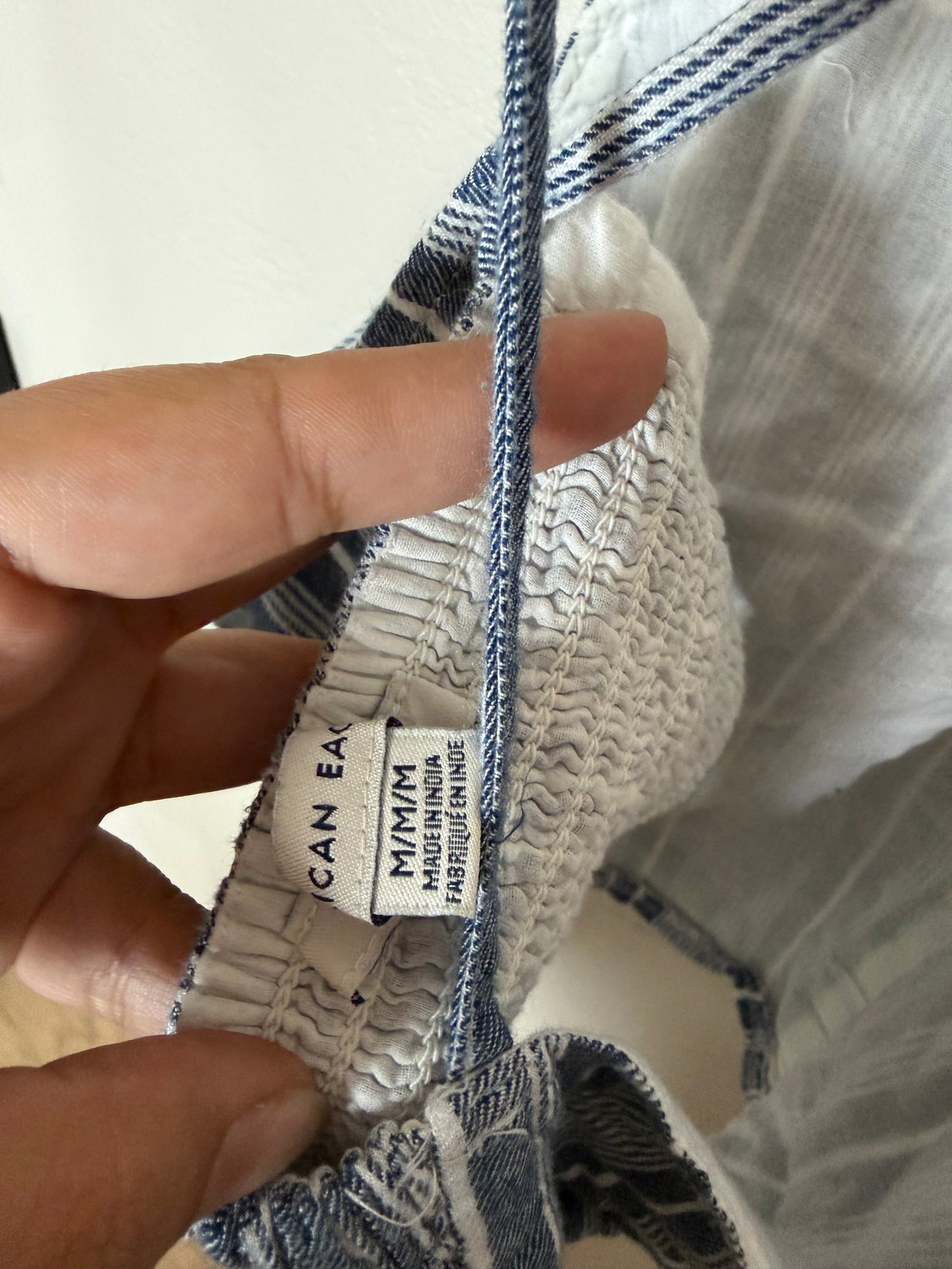 Medium Blue White Striped Tank Top