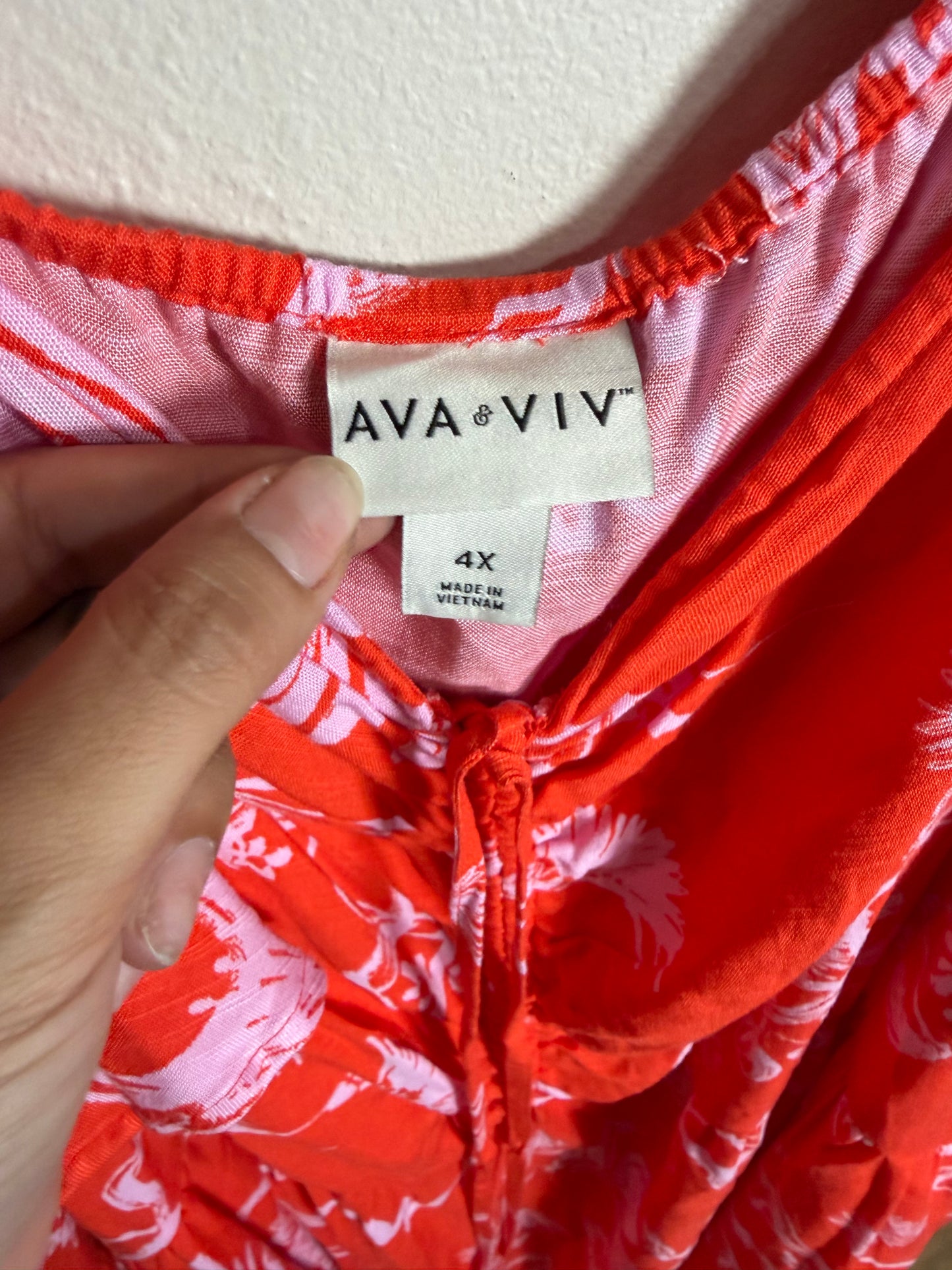 4x Red & Pink Tropical Maxi Dress