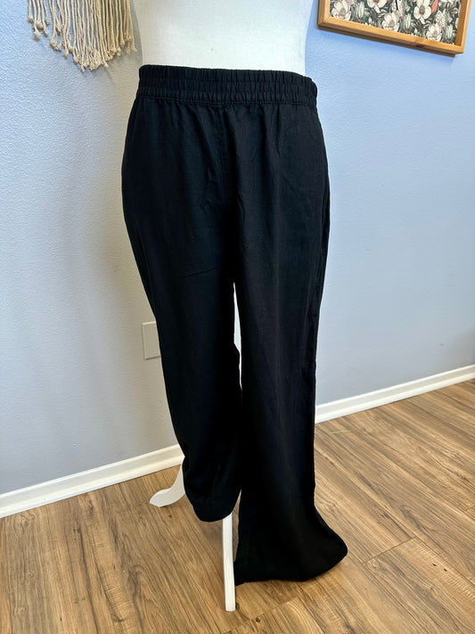 XL Tall Wide Leg Black Linen Pants